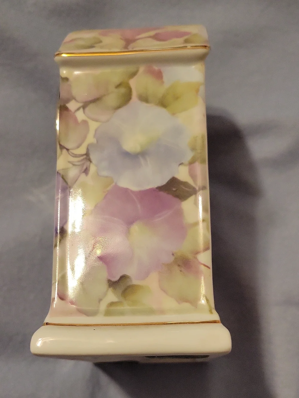 Floral Porcelain Mantel Clock in Pastel Colors
